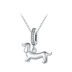 Accesorios de pulsera Diy con colgante de perro salchicha lindo de plata esterlina S925