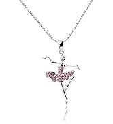 Cherished Moments Sterling Silver Pink CZ Ballerina Dancer Necklace for Toddlers, Little Girls, K...