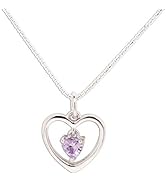 Cherished Moments Girl's Sterling Silver Dancing Heart Simulated Birthstone Necklace