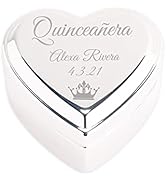 Cherished Moments Personalized Heart Jewelry Keepsake Box with Custom Engraved Message for Quince...