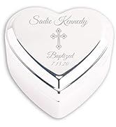 Cherished Moments Personalized Heart Jewelry Keepsake Box with Custom Engraved Cross and Name for...