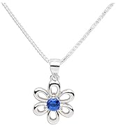 Cherished Moments Girls Sterling Silver Daisy Simulated Birthstone Necklace for Children