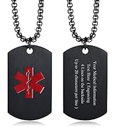 MEALGUET Personalized Medical Alert Necklace | Customized Stainless Steel Emergency Medical ID Do...