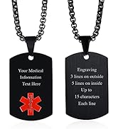 MEALGUET Personalized Medical Alert Necklace | Customized Stainless Steel Emergency Medical ID Do...