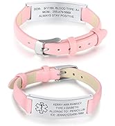 MEALGUET Medical ID Bracelet for Women : Free Engraving Stainless Steel Medical Alert Bangle Brac...