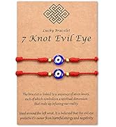 (Ver.3) Tarsus Evil Eye 7 Knot Lucky Bracelets Adjustable Red String Amulet for Women Men Little ...