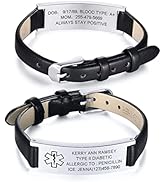 MEALGUET Medical ID Bracelet for Women : Free Engraving Stainless Steel Medical Alert Bangle Brac...