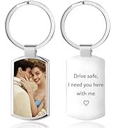 JUBOPE Custom Keychain with Picture - Double Sided Personalized Engraving Photo Picture Text DIY ...