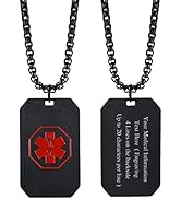 MEALGUET Personalized Medical Alert Necklace | Customized Stainless Steel Emergency Medical ID Do...