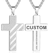 Cupike Custom Name Cross Necklace Personalized - Customized Engraved Bar Pendant Necklaces with T...