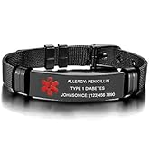 MEALGUET Custom Engraving-Stainless Steel Mesh Wristband Adjustable Medical Alert ID Bracelets fo...