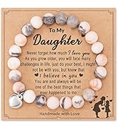 HGDEER Natural Stone Sweet Heart Bracelet for Daughter/Granddaughter/Bonus Daughter/Daughter in Law