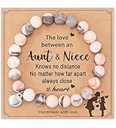 HGDEER Gifts for Aunt/Niece, Natural Stone Heart Bracelets Christmas Birthday Gifts for Women/Girls