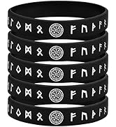 MEALGUET 5 Pieces Viking Bracelet for Men : Black Nordic Viking Runes Wristband Bangle Bracelet f...