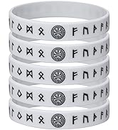 MEALGUET 5 Pieces Viking Bracelet for Men : Black Nordic Viking Runes Wristband Bangle Bracelet f...