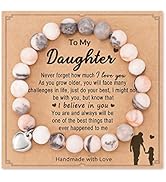 HGDEER Natural Stone Sweet Heart Bracelet for Daughter/Granddaughter/Bonus Daughter/Daughter in Law