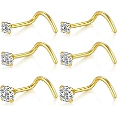 Briana Williams 20G Nose Screw Studs Surgical Steel Nose Rings Piercing 1.5mm 2mm 2.5mm CZ Inlaid Opal Nostril Nose Piercing