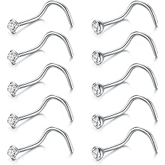 Briana Williams Nose Studs Nose Rings for Women 18G 20G Corkscrew Nose Ring Stainless Steel Nose Screw Studs Nose Rings Studs